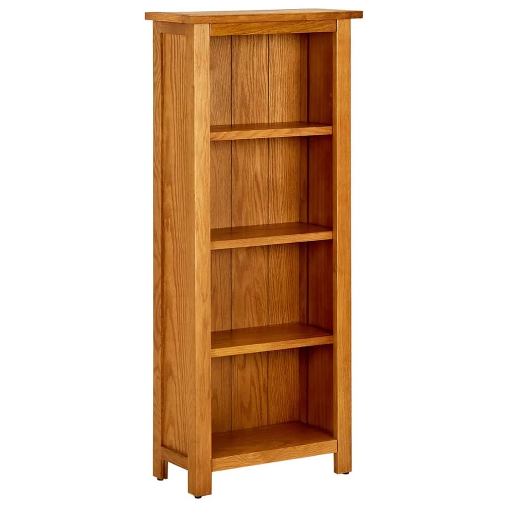 vidaXL 4-Tier Bookcase, Bookshelf, Shelves 45x22x110 cm Solid Oak Wood