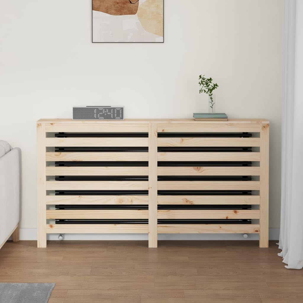 Vidaxl Radiator Cover - Solid Pine Wood - Brown Natural - 60.2"X7.5"X33.1" - With Shelf Space And Horizontal Slats - Assembly Required