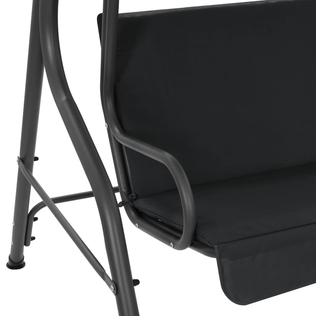 vidaXL Anthracite Garden Swing Bench with Canopy - Durable Powder-Coated Steel Frame with Polyester Seats - Outdoor Relaxation Swing Chair with Sun Shade