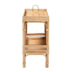 Baxton Studio Lombok Modern Bohemian Rattan Console Table with One Lower Shelf & Ergonomic Side Handles, Fully Assembled, in Natural Brown Finish