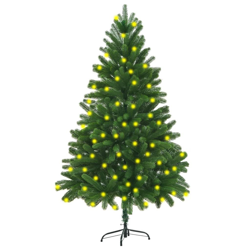 vidaXL Artificial Pre-lit Christmas Tree with 150 LEDs, 70.9&quot; Lifelike Green Polyethylene Tree, Indoor/Outdoor Waterproof Xmas Décor, with Steel Base