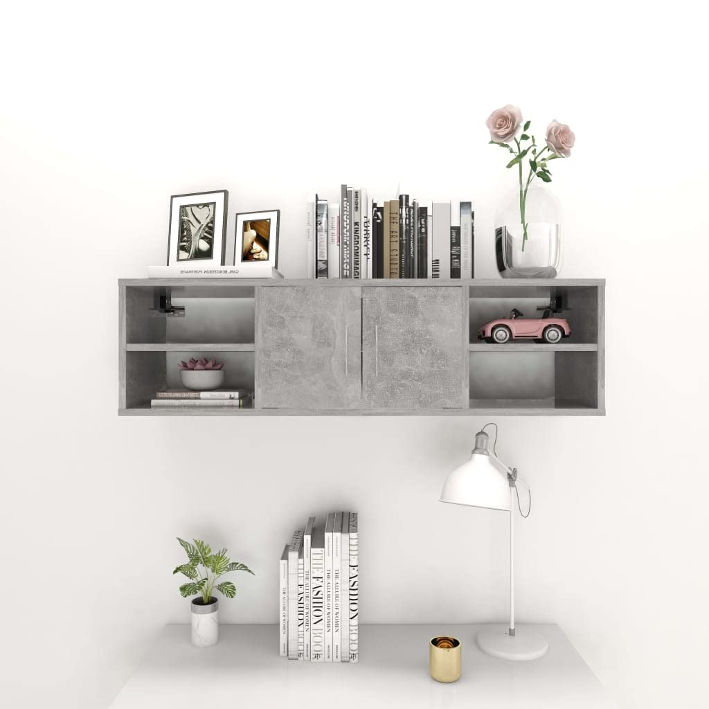 vidaXL Wall Shelf Concrete Gray 40.2&quot;x11.8&quot;x11.4&quot; Chipboard