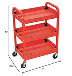 Luxor Compact Adjustable Height Three Shelves Multimedia Utility Cart