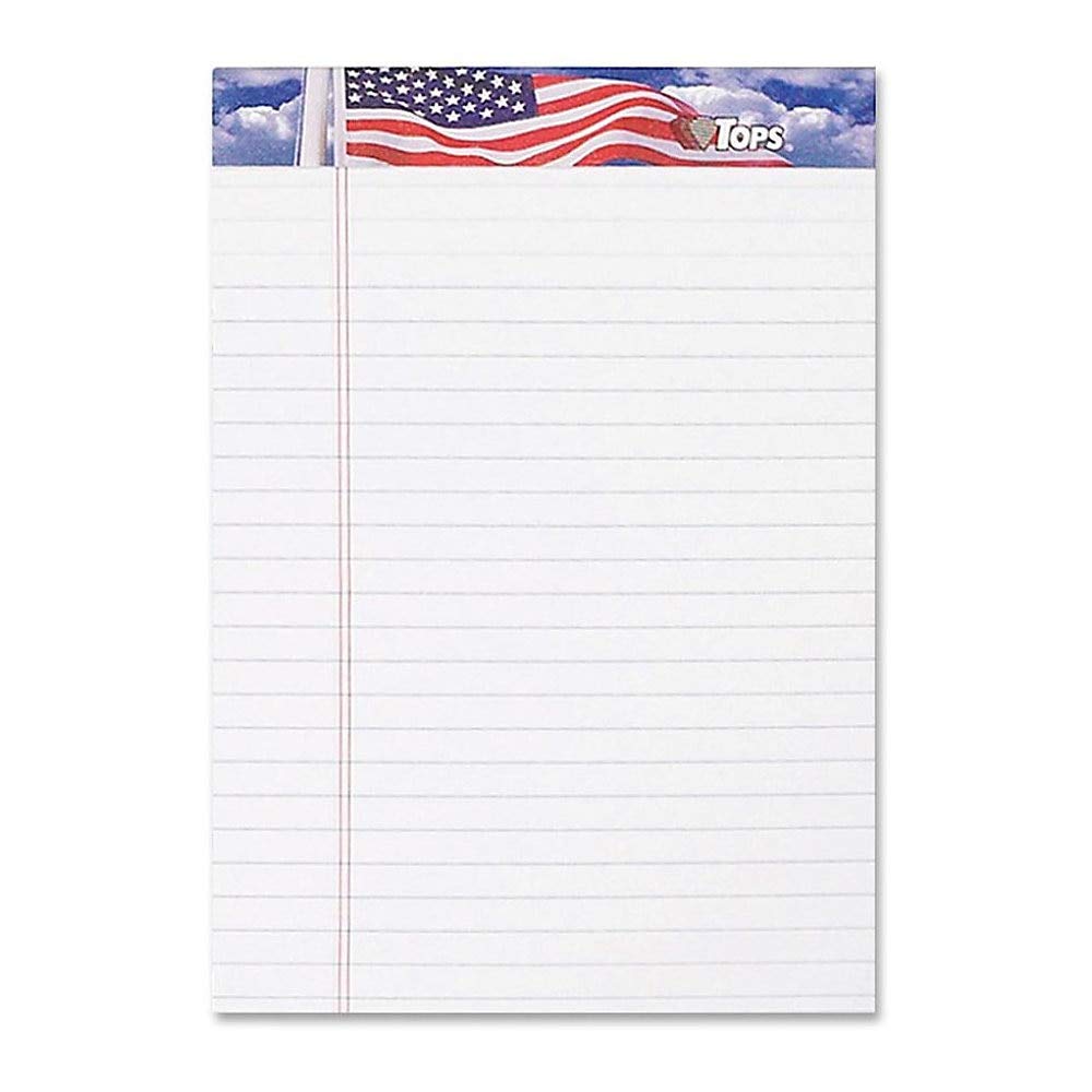 Tops American Pride Writing Tablet, 5 X 8 Inches, Perforated, White, Narrow Rule, 50 Sheets Per Pad, 3 Pads Per Pack (75103)