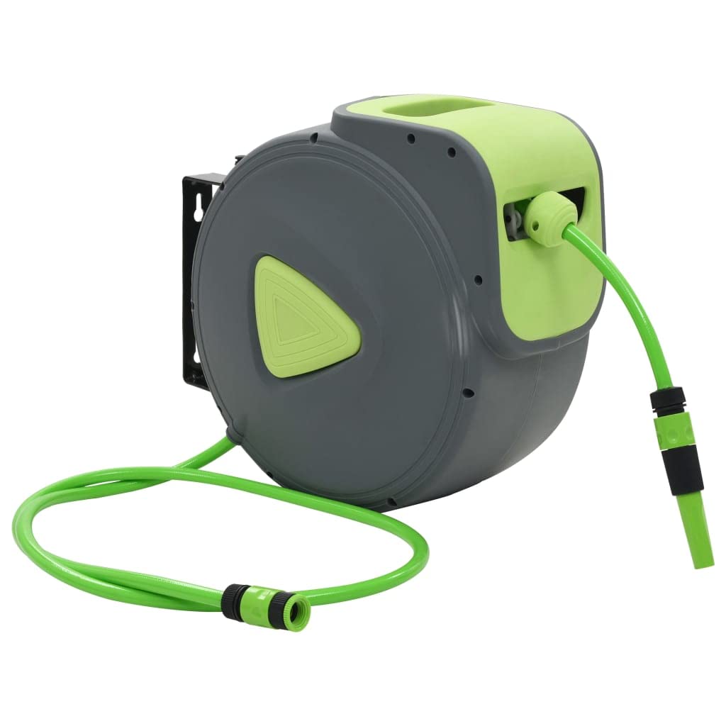 Vidaxl Wall-Mounted Automatic Retractable Water Hose Reel - 30-Meter Garden Hose - Pvc Material - Auto-Winding Mechanism - Inclu