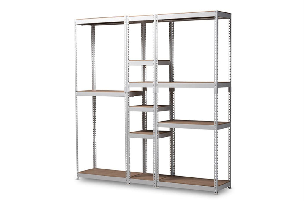 Baxton Studio Gavin Modern and Contemporary White Metal 10-Shelf Closet Storage Racking Organizer
