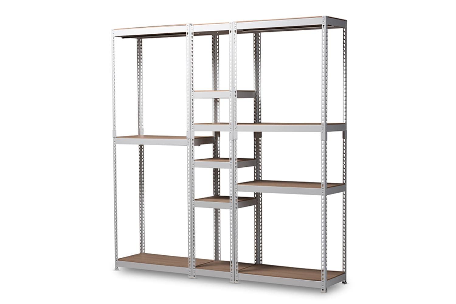 Baxton Studio Gavin Modern and Contemporary White Metal 10-Shelf Closet Storage Racking Organizer