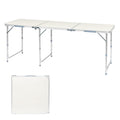 Outvita 6Ft Portable Folding Camping Table, Outdoor Waterproof Adjustable Height Table, Aluminum Lightweight Suitcase Foldable T