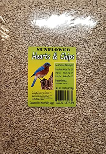 Desert Valley Premium Sunflower Seed Hearts And Chips - Wild Bird Food, Cardinals, Jays  More (10-Pounds)