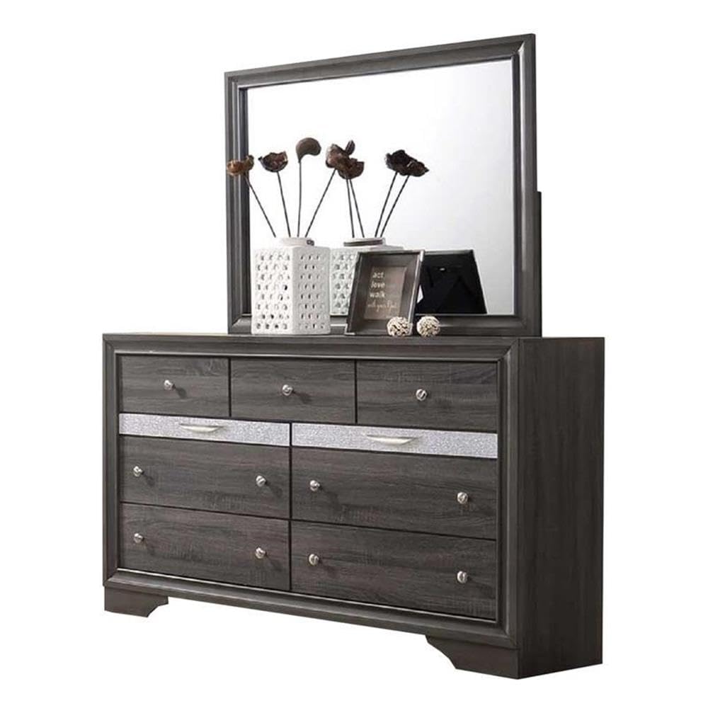 Best Quality Furniture Dav-Q4N Bedroom Set, Wood Gray