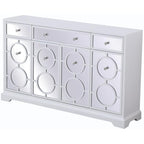 Elegant Decor Modern 4 Door 60" Mirrored Panel Sideboard in White