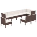 vidaXL Patio Lounge Set 9 Piece, Patio Furniture Set for Outside, Sectional Sofa with Cushions, Sofa, Farmhouse Modern, Poly Rattan Brown
