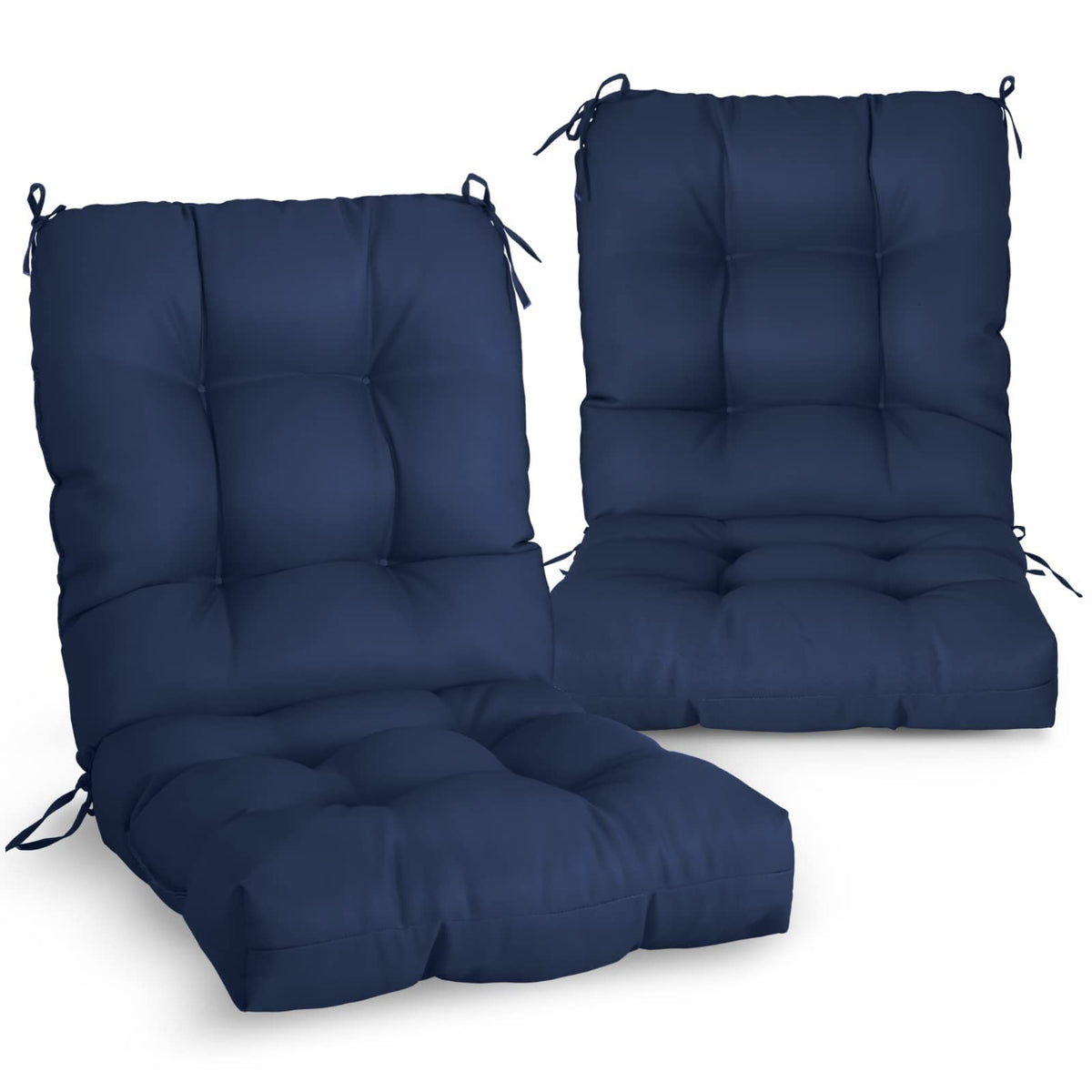 Eagle Peak Tufted Outdoor/Indoor Seat/Back Chair Cushions, Set Of 2, 42' X 21', Dark Blue