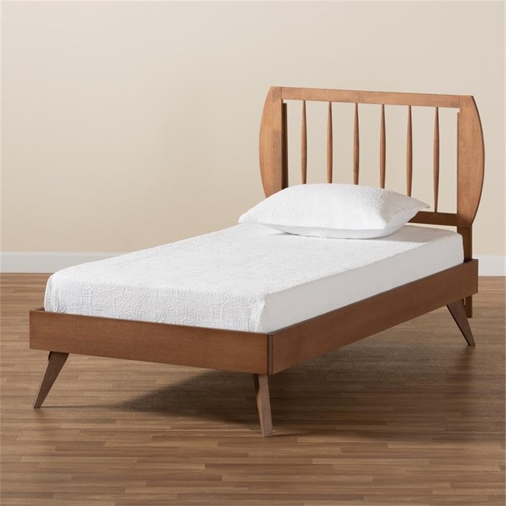 Baxton Studio Emiko Modern and Contemporary Walnut Brown Finished Wood Twin Size Platform Bed