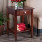 Ergode Wood Stafford End Table | Classic & Contemporary Design | Oyster Gray Finish | Drawer & Shelf | Solid & Composite Wood | 19.9' W x 18.9' D x 22' H (16018-VV) (94118-VV)