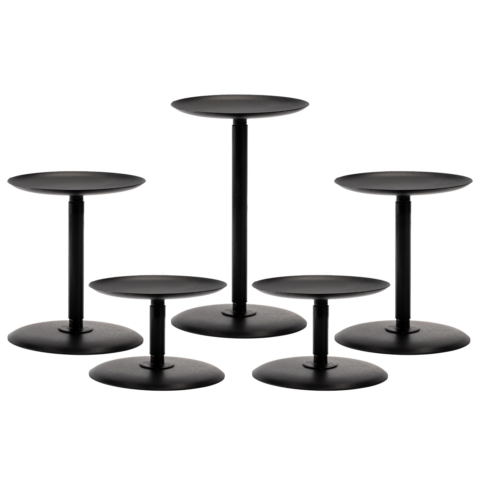 Homemory Black Christmas Candle Holders for Pillar Candles Set of 5, Metal Candle Holders for Table Centerpiece, Modern Candle S