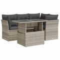 vidaXL 5 Piece Patio Sofa Set with Cushions Light Gray Poly Rattan
