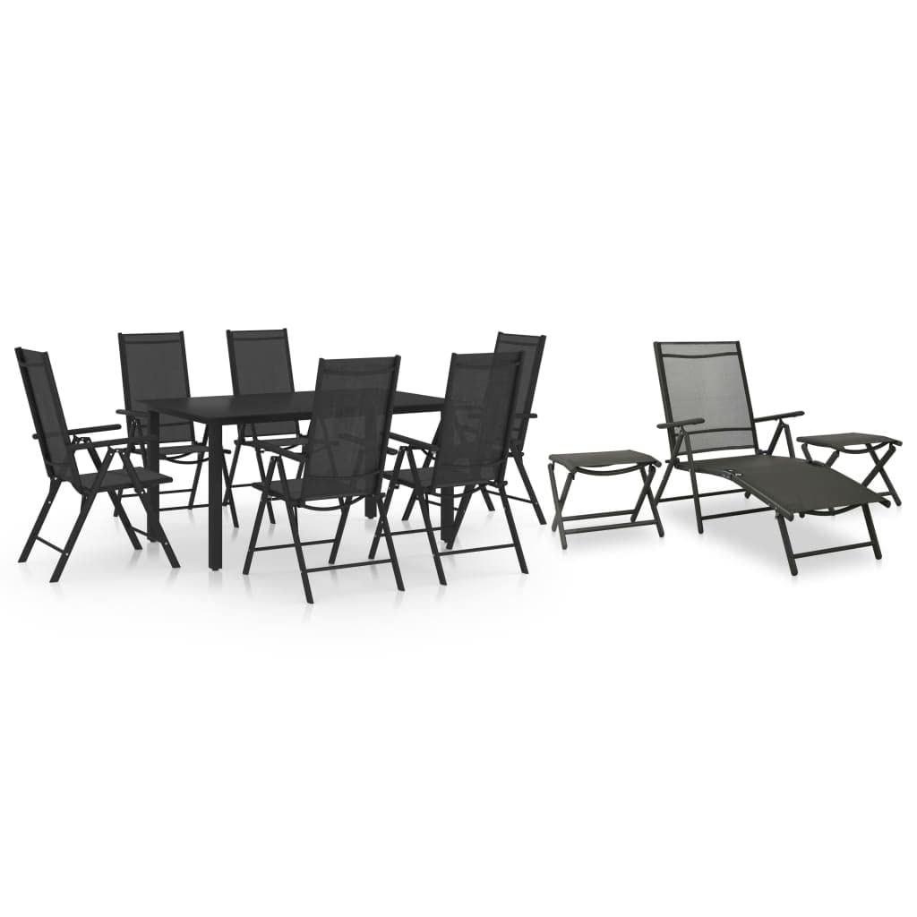 vidaXL Patio Dining Set - Stylish 10 Piece Outdoor Set with Aluminum Frame and Textilene Seats in Black and Anthracite
