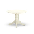 East West Furniture SHLG5-LWH-W 5 Piece Dining Room Table Set Includes a Round Wooden Table with Pedestal and 4 Kitchen Dining Chairs, 42x42 Inch, Linen White