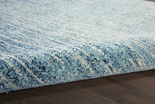 HomeRoots Navy/Light Blue 100% Polypropylene 5’ x 7’ Navy and Light Blue Abstract Area Rug