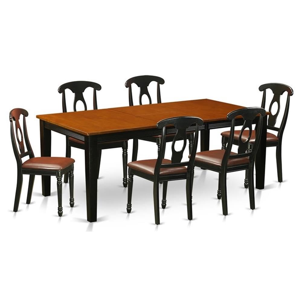 East West Furniture QUKE7-BCH-LC 7 Piece Dinette Set Consist of a Rectangle Dining Room Table with Butterfly Leaf and 6 Faux Leather Upholstered Dining Chairs, 40x78 Inch, Black & Cherry
