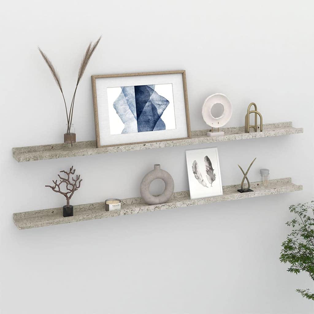 Furniking Wall Shelves 2 pcs Concrete Gray 45.3"x3.5"x1.2"