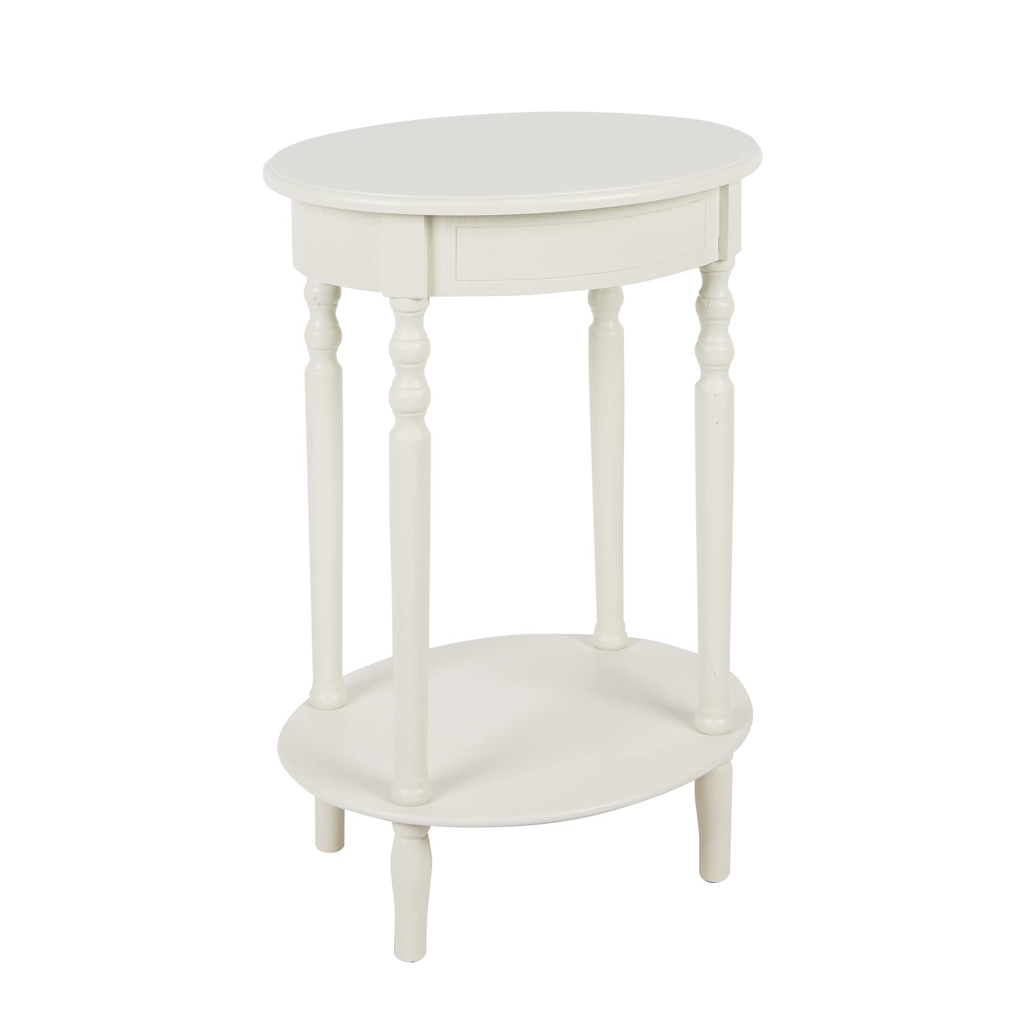 Decor Therapy Simplify Oval Wood Shelf Accent Table, 27 In H X 19.5 In W X 15.5 In D, Antique White