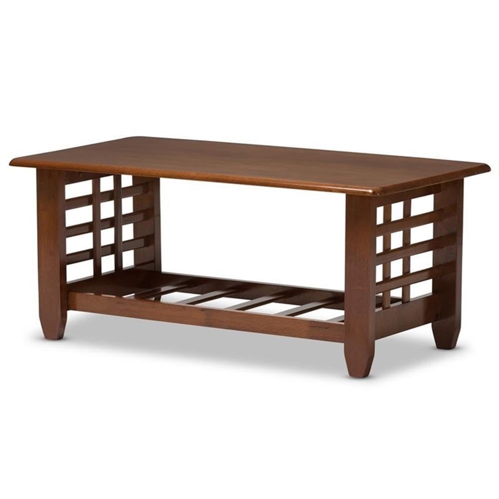 Baxton Studio Larissa Modern Classic Mission Style Living Room Occasional Coffee Table Rubberwood/Cherry Brown