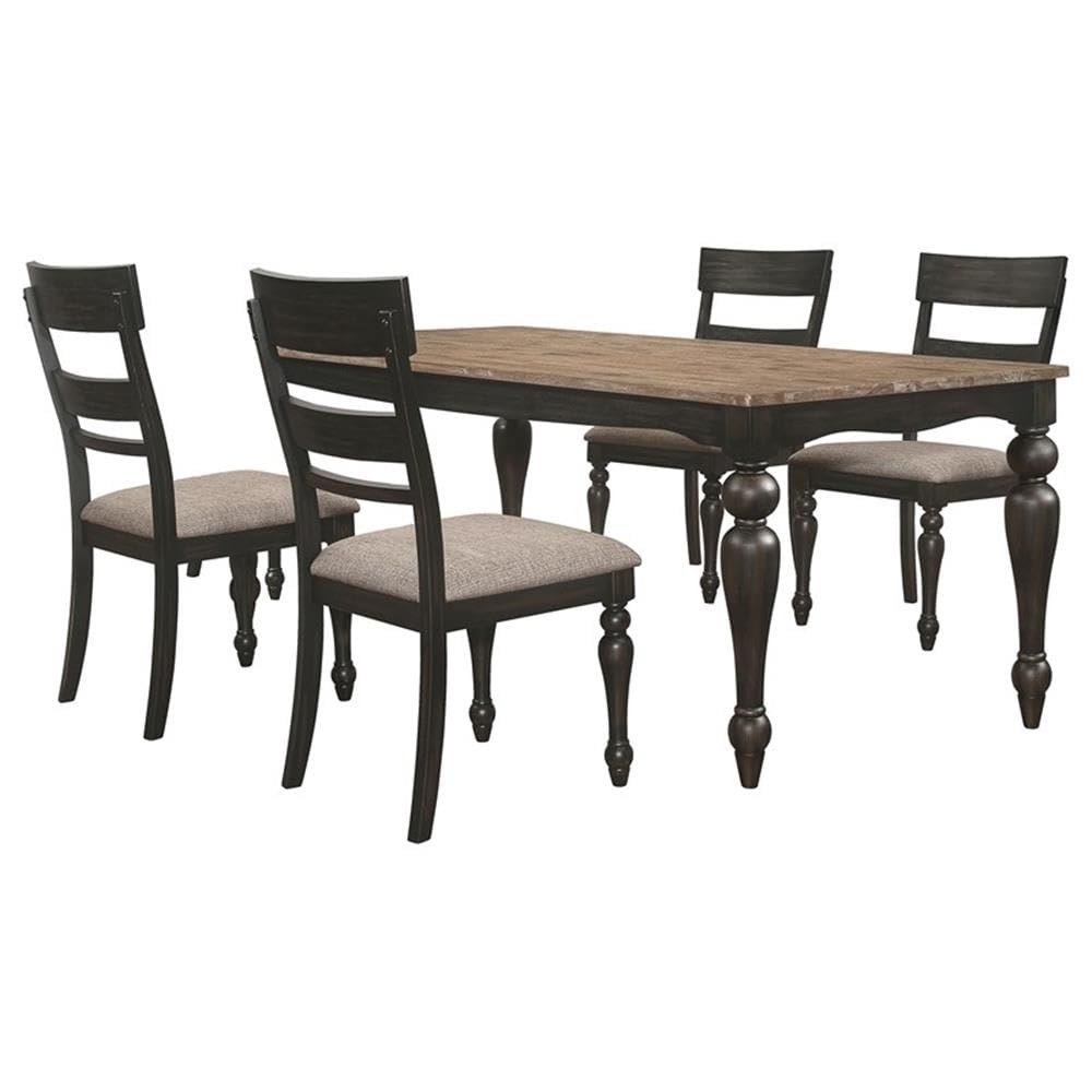 Coaster Home Furnishings Bridget 5-Piece Rectangular Dining Set Brown Brushed and Charcoal Sandthrough