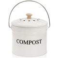AVLA Compost Bin Kitchen Countertop, 1 Gallon Composter Pail, Food Waste Composting Bucket, Odorless Trash Keeper Container, Whi
