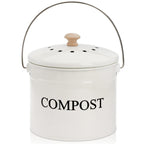 AVLA Compost Bin Kitchen Countertop, 1 Gallon Composter Pail, Food Waste Composting Bucket, Odorless Trash Keeper Container, Whi