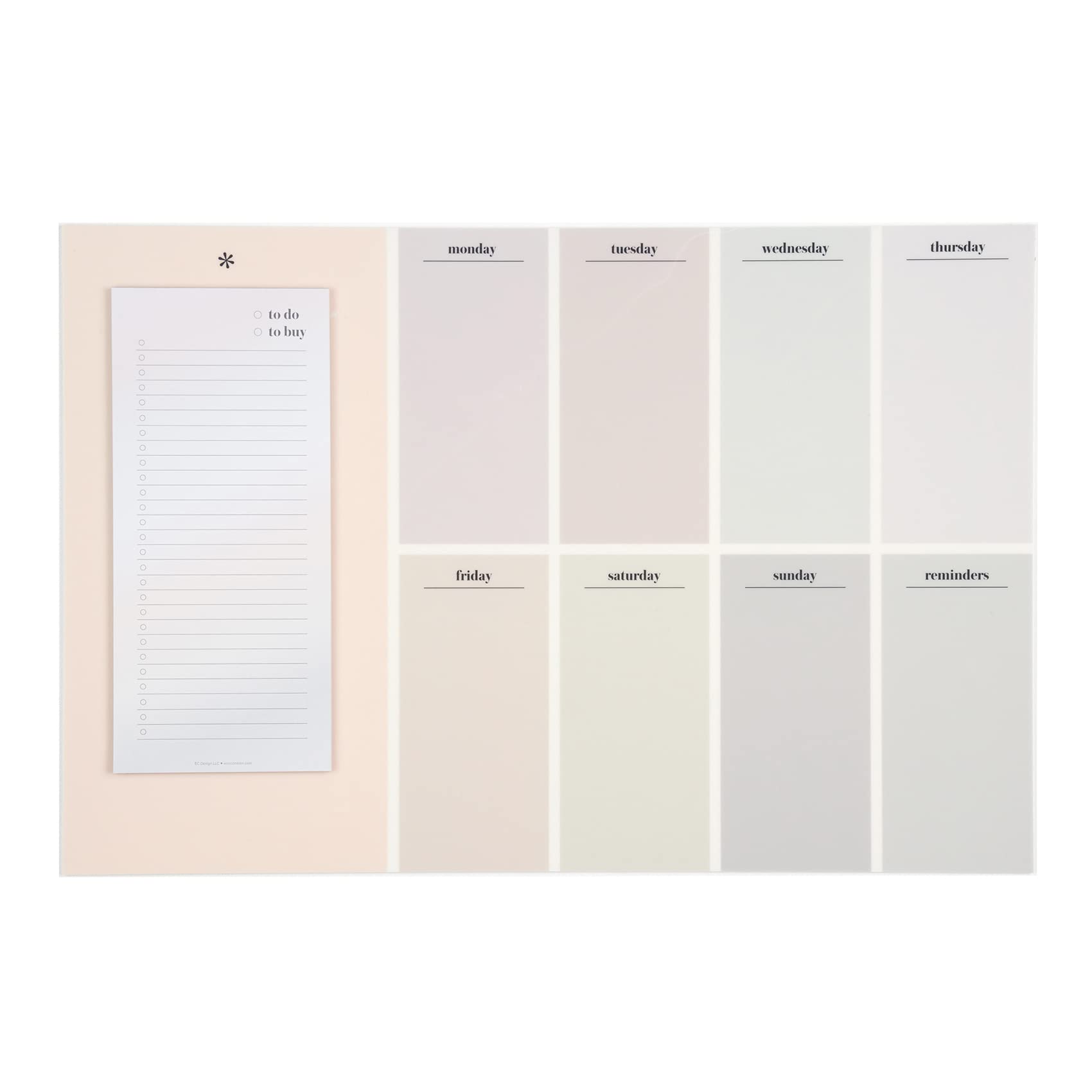Repositionable Weekly 18' X 12' Whiteboard And 4' X 9' Notepad - Neutral Design And Refillable Notepad Includes 25 Sheets Of