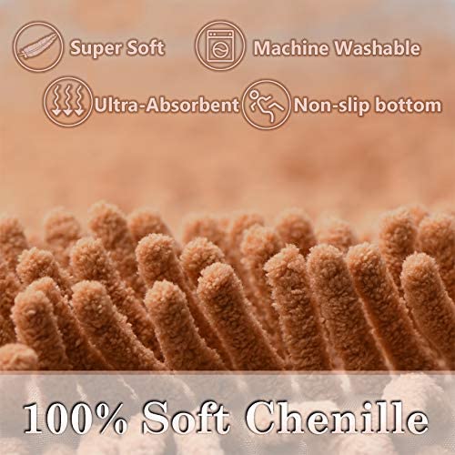 2 Piece Bathroom Rugs Set Bath Mat, Soft Absorbent Chenille Bath Rugs Luxury Bath Carpet, Thick Plush Bathtub Mat, Non-Slip Bath
