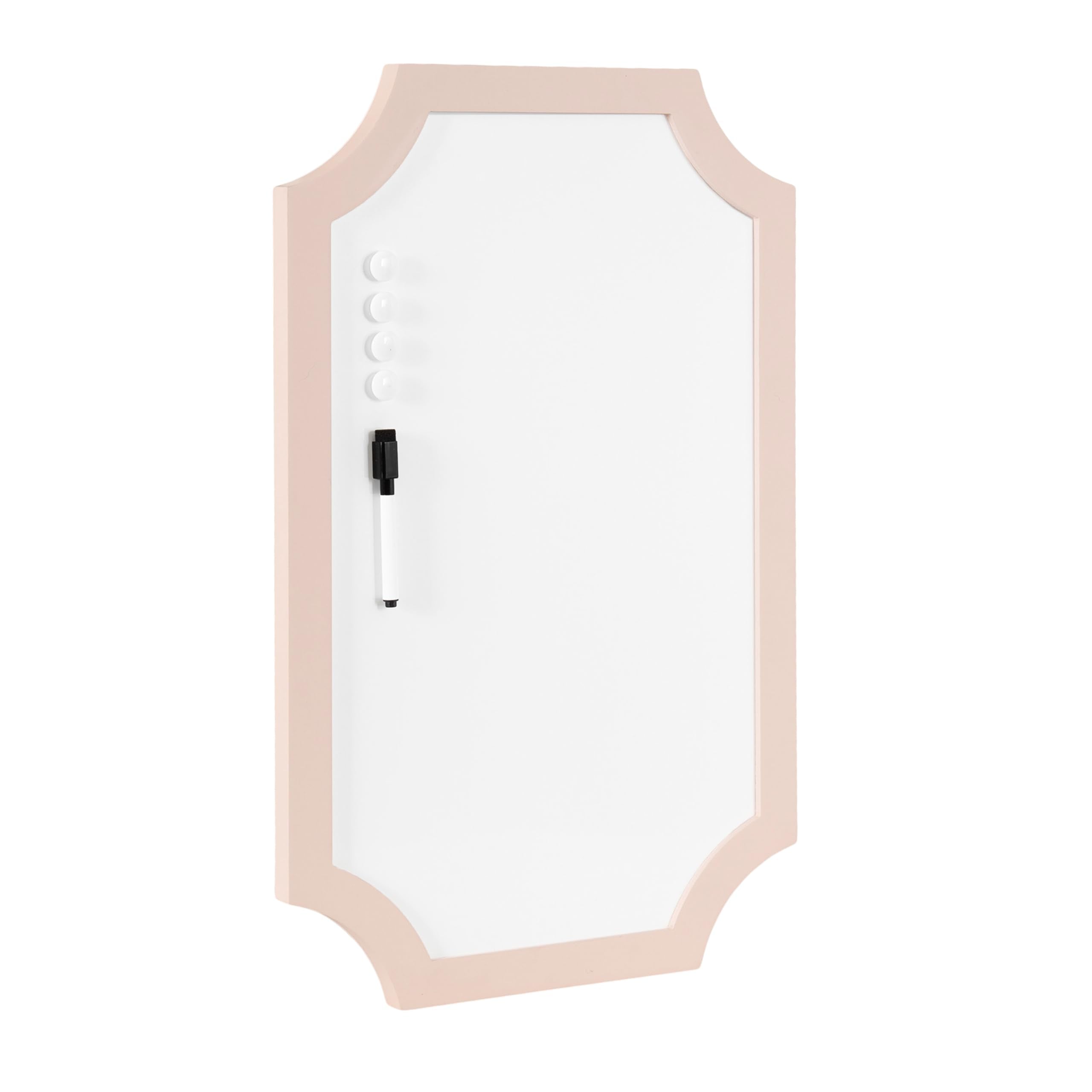 Kate And Laurel Holbrook Scalloped Magnetic Dry Erase Board With Marker And Four Magnets, 15 X 24, Pink, Decorative Wall Organiz