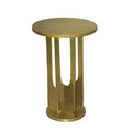 The Urban Port Cyrus 18-Inch Round Accent Side Table, Cast Aluminum, Arched Cut Out Frame
