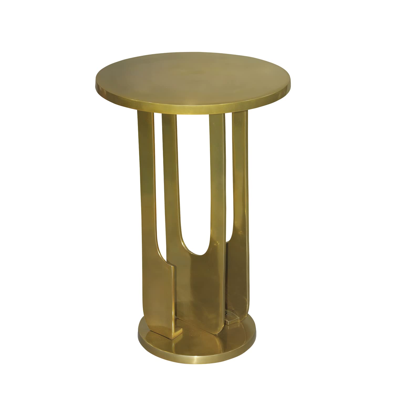The Urban Port Cyrus 18-Inch Round Accent Side Table, Cast Aluminum, Arched Cut Out Frame
