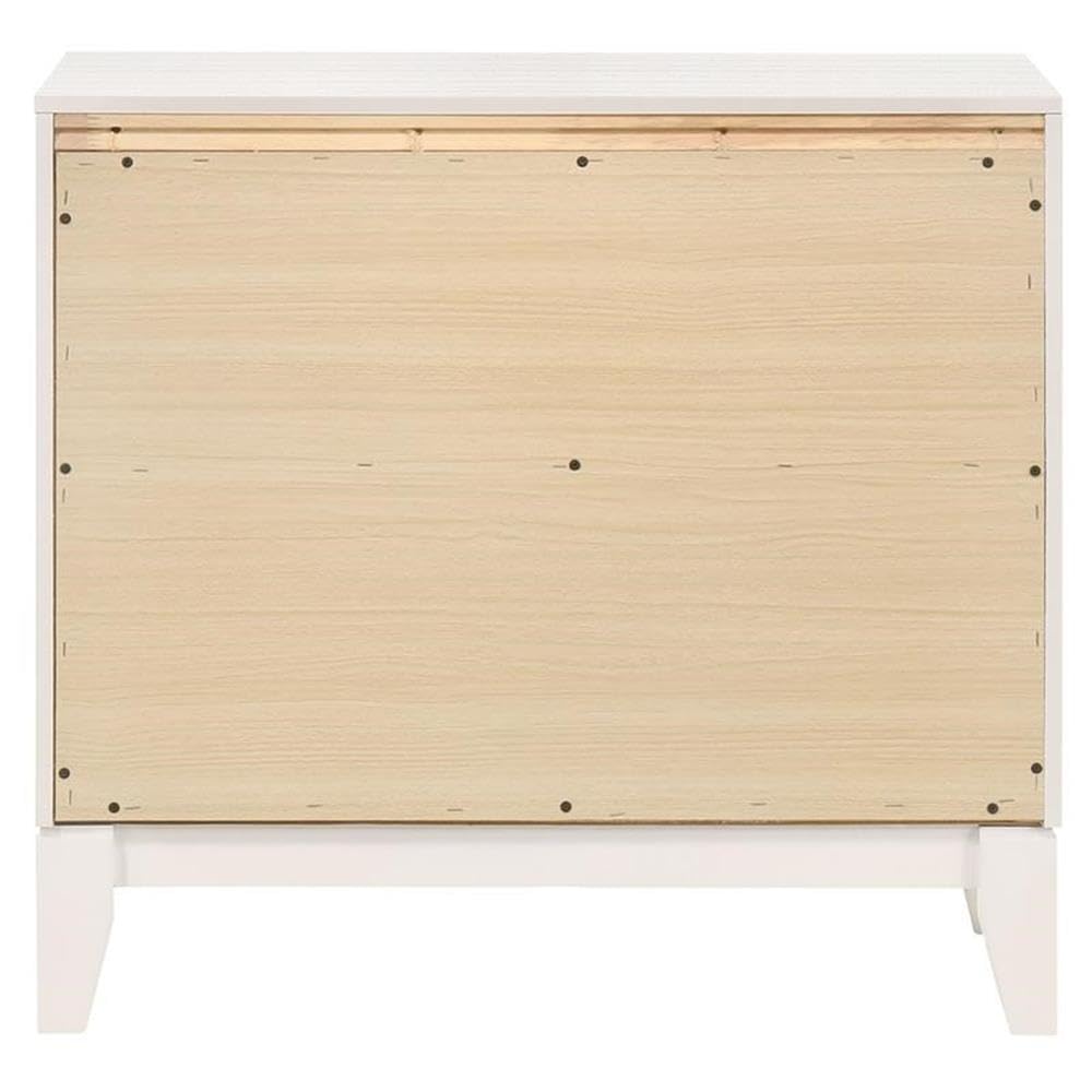 Acme Haiden Wooden Rectangular 2-Drawer Nightstand with Silver Trim in White