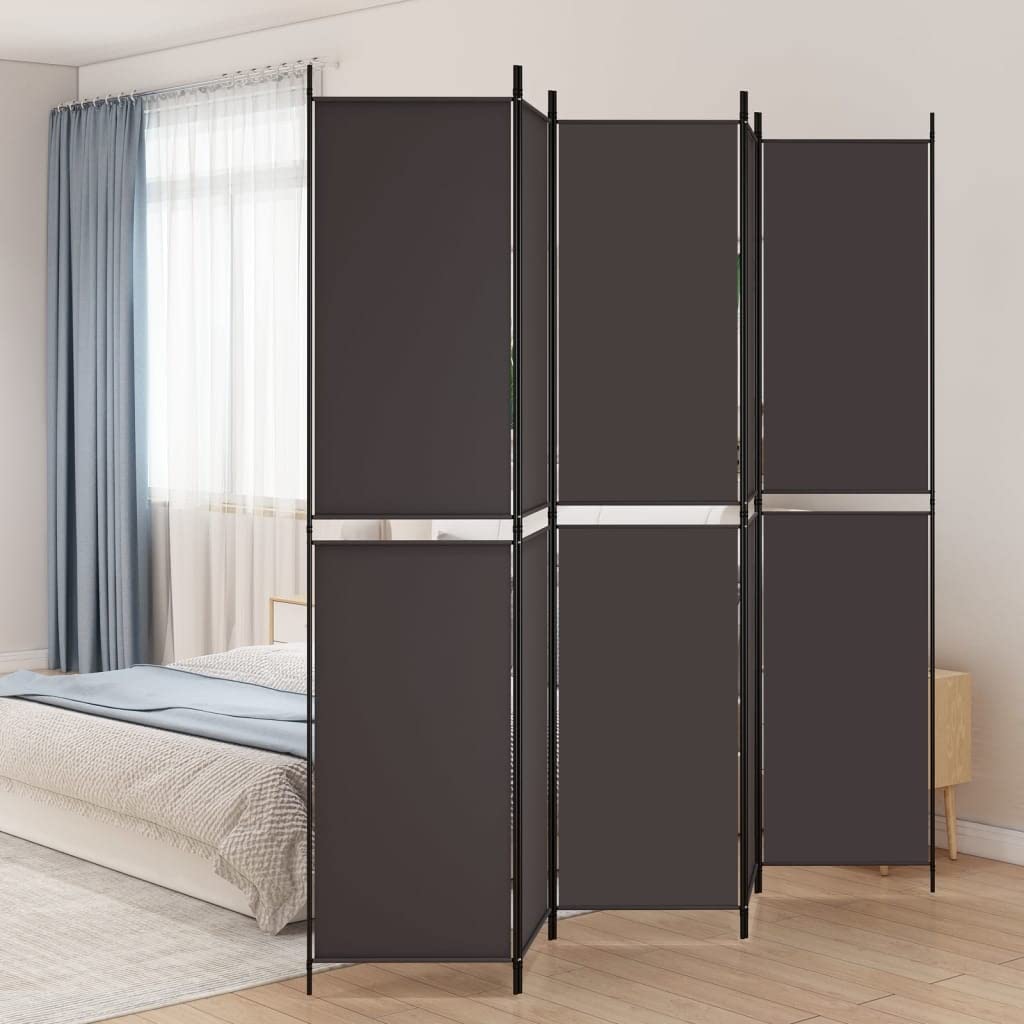 vidaXL 5-Panel Room Divider - Versatile Partition Screen, Easy to Fold & Store, Durable 100% Polyester Fabric, Ideal for Bedroom, Living Room, Modern Brown Design