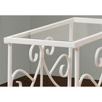 Monarch Specialties I Metal Accent Table with Tempered Glass, White