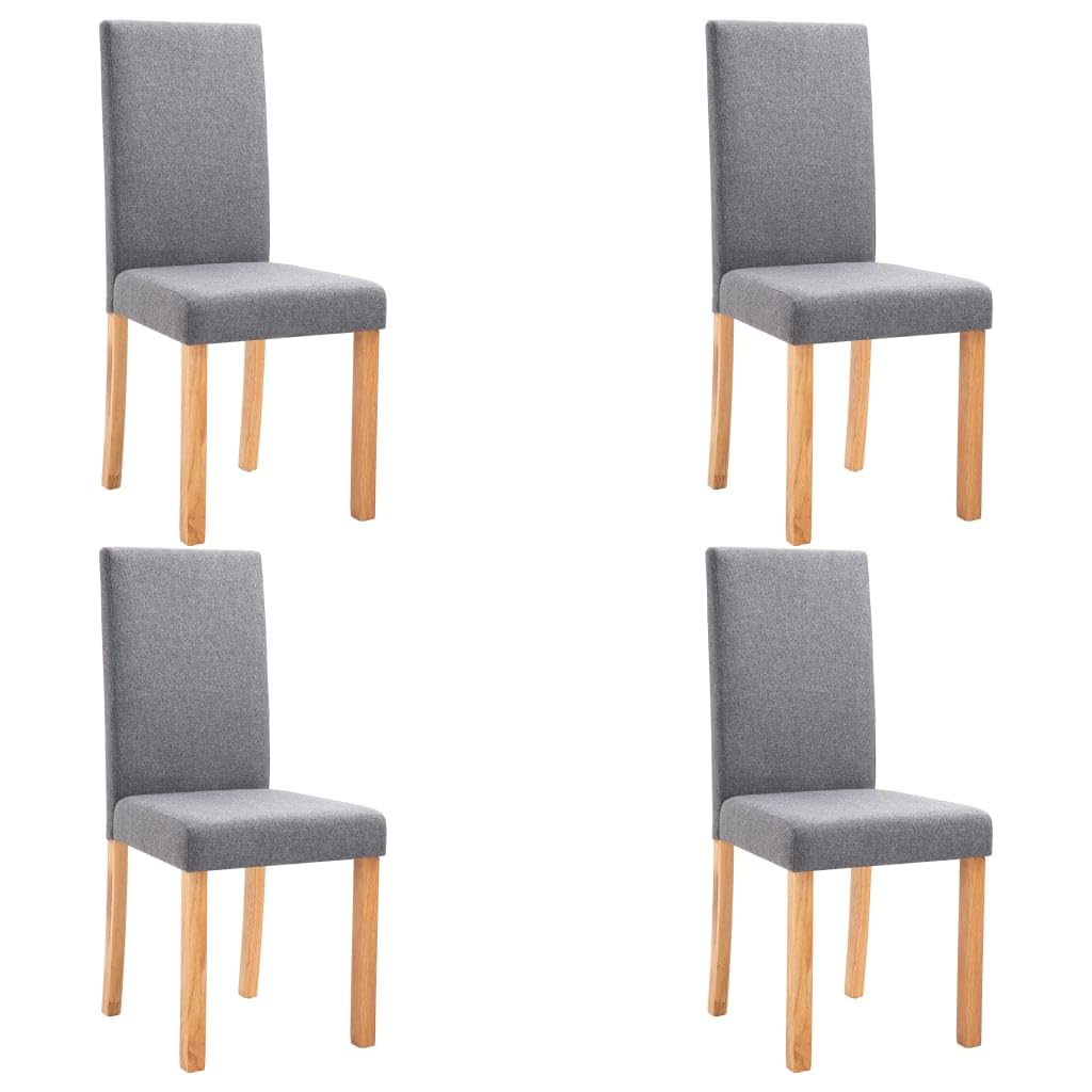 vidaXL Dining Chairs Set of 4 | Ergonomically Designed | Light-Gray Fabric Upholstery | Solid Wooden Frame