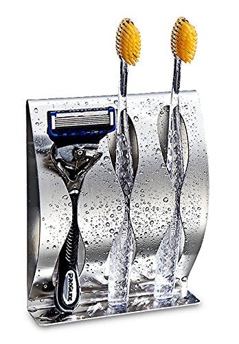 JERN Stainless Steel Sainless Seel 3 Toothbrush Holder Set Wall Mount Self Adhesive Without Dilling, Silver