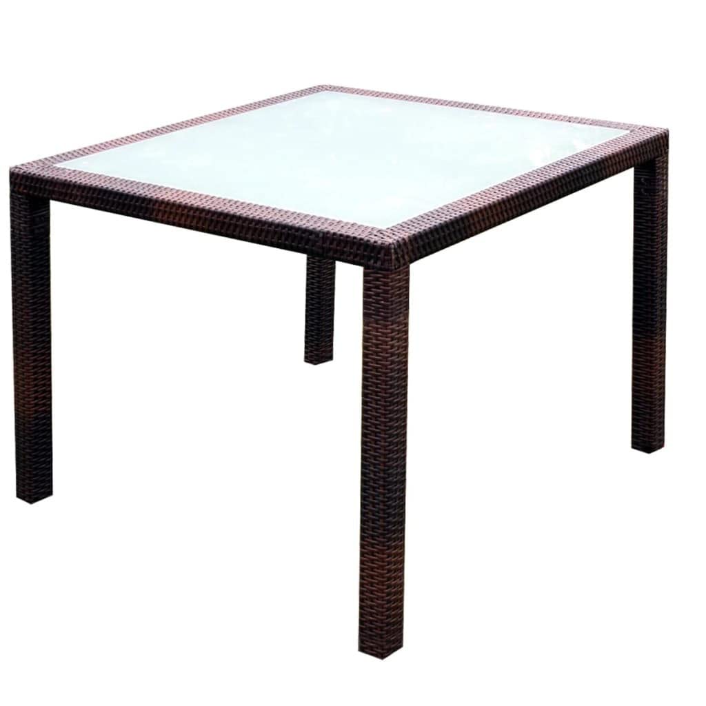 vidaXL Patio Furniture Set 5 Piece, Dining Table Set with Glass Tabletop, Rattan Chairs with Cushions and Steel Legs, Outdoor Furniture Set, Poly Rattan Black