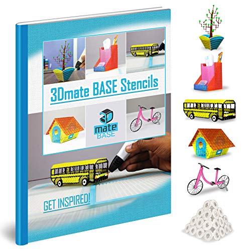 3D Pen Paper Stencils For Flower Pot, Pen Holder, School Bus, Bird House, Bicycle - Compatible With 3Dmate Base 3D Pen (Mat Not