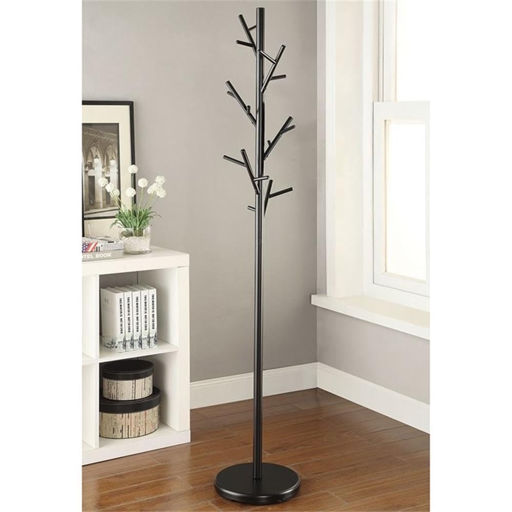 Coaster Home Furnishings 900897 18-Hook Coat Rack, 12" D x 12" W x 69.25" H, Black