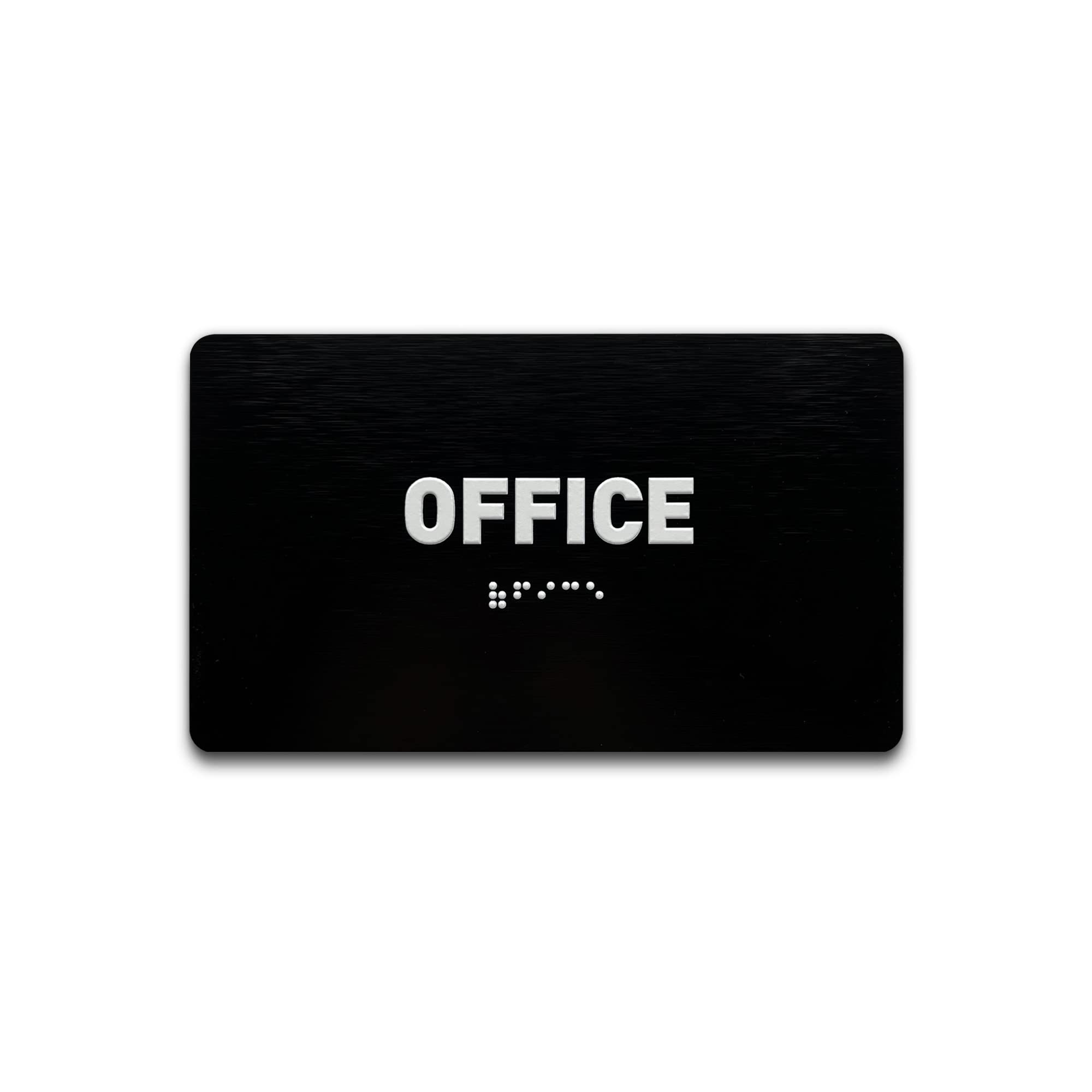 Office Sign - Ada Compliant Utility Sign, Raised Letters, Grade 2 Braille, Tco Inspection Certified, Install Ready, Brushed Blac