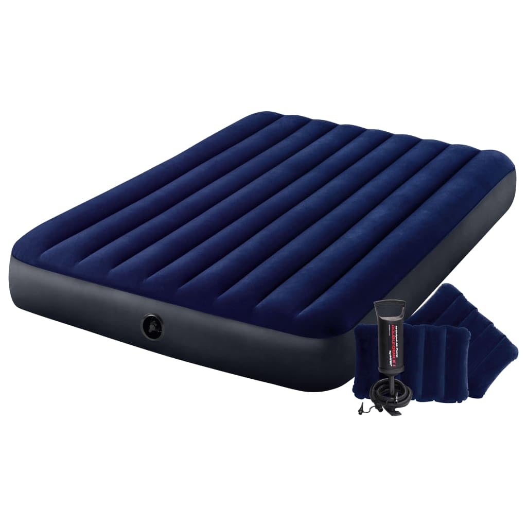 Intex Classic Downy Airbed Set With 2 Pillows And Double Quick Hand Pump, Queen