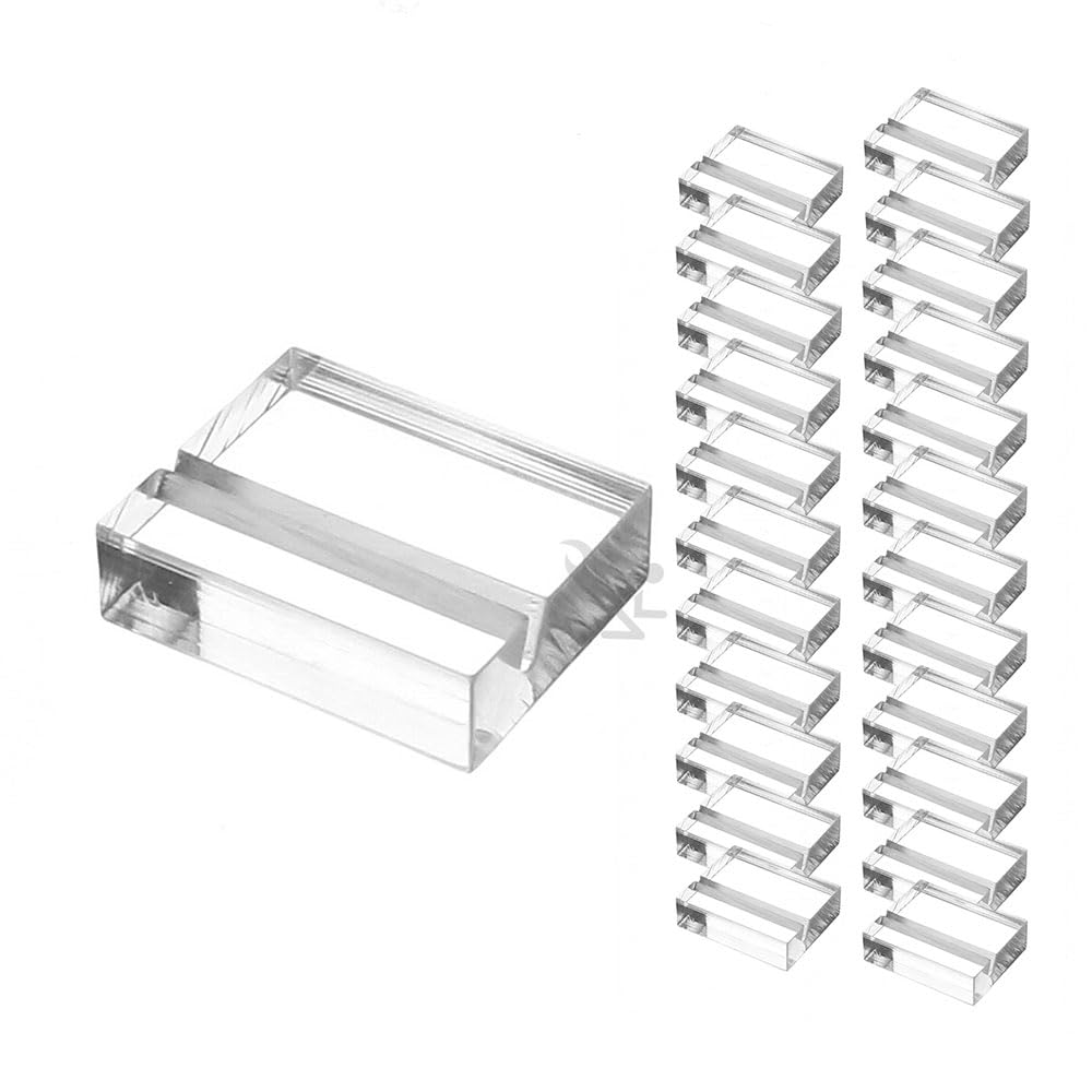 OnFireGuy 24pcs Place Card Holder Display Stands | 1.25'' Acrylic Card Holders for Wedding Place Cards Table Numbers Product Lab