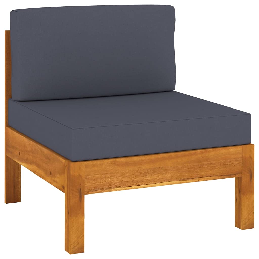 vidaXL Patio Lounge Set 9 Piece, Sectional Sofa for Outdoor Garden, Patio Furniture with Dark Gray Cushions, Coffee Table, Modern Style, Acacia Wood