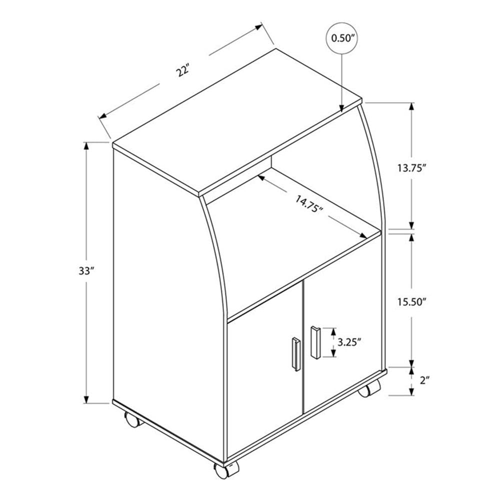 Monarch Specialties I Kitchen Cart, 33', White