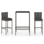 vidaXL Patio Bar Set 3 Piece, Bar Stool for Outdoor Garden Backyard, Bistro Set with Cushions, Bar Table, Farmhouse Modern Style, Poly Rattan Gray